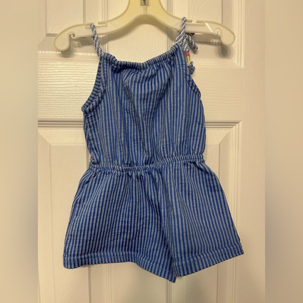 Vince Camuto Girls Blue Stripe Romper Tie Shoulder - Sz 3T